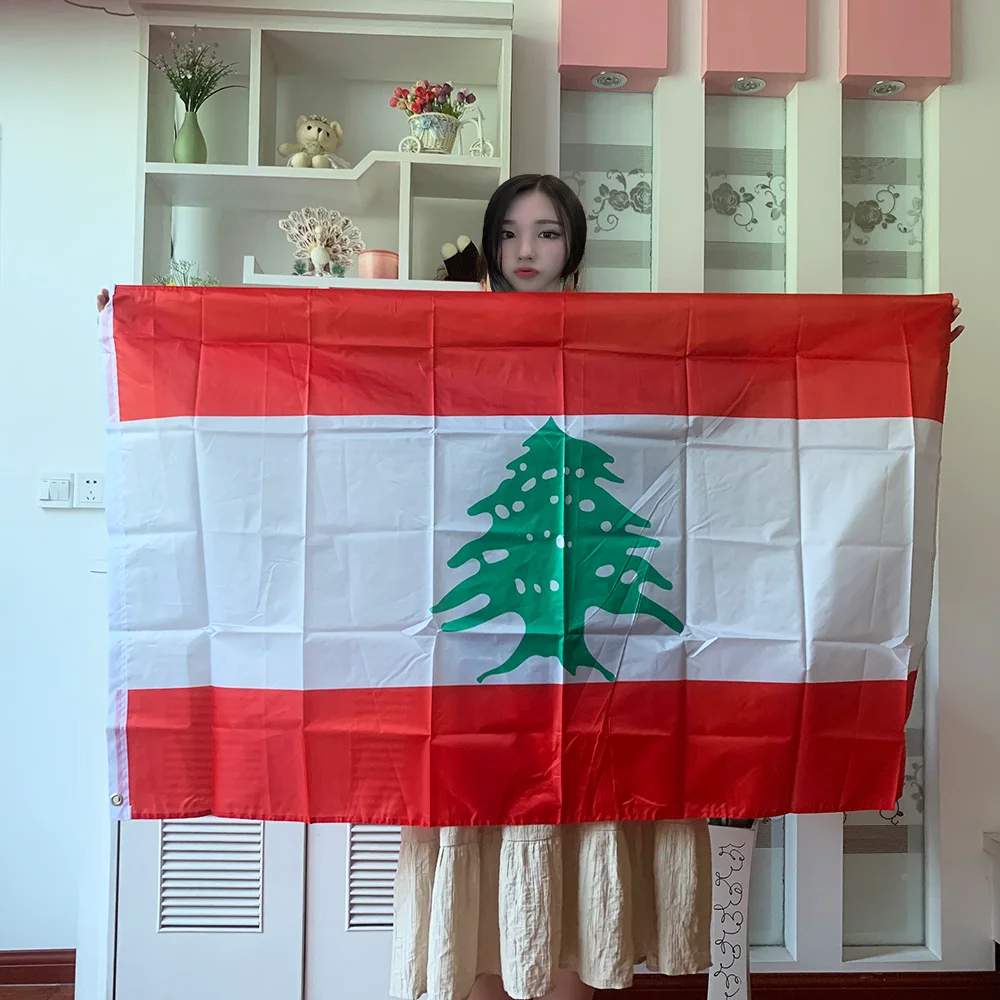 Republic of Lebanon flag 90*150cm 3*5FT Hanging polyester Lebanon flag for Indoor Outdoor home decoration