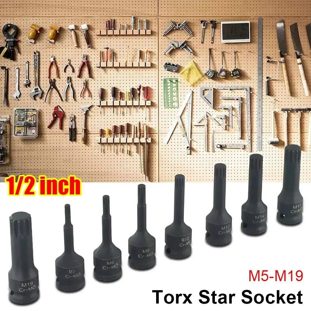 

1Pcs Metric 1/2 Inch Shank Electric Drill Socket Adapter 78mm Length Cr-Mo Steel 12 Point Torx Socket Long Bit M5-M19