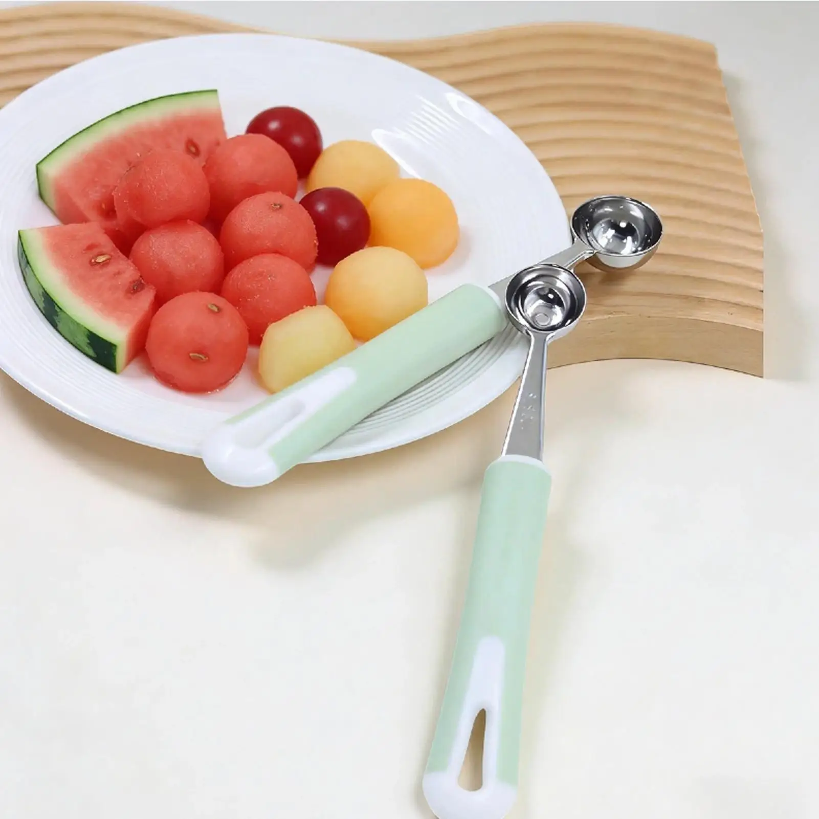 Fruit Scooper And Baller Heavy-Duty Precise Handheld Stainless Steel Fruit Carving Cutter For Muskmelon Cantaloupe Avocado