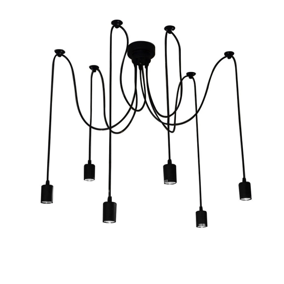 

1.5m E27 6 Heads Vintage Industrial Chandelier Black Ceiling Light for Kitchen Dining Room Bedroom Cafe Bar Ceiling Lamp