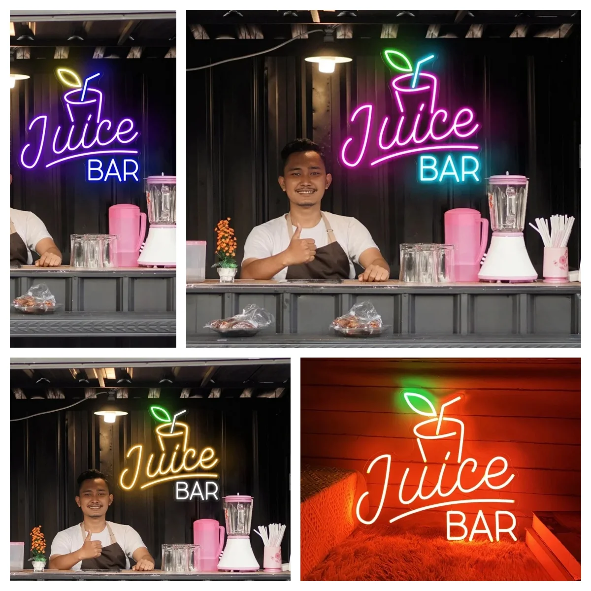 Juice Bar Neon Sign, Custom Drinks Fresh Juice LED Neon Light Coffee Bar Shop Cocktail Home Wall Decor Restaurant Welcome Sign