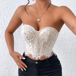 Corset en dentelle sexy française pour femme, haut précieux, bustier avec lingerie intégrée, caraco mince, streetwear tendance, vêtements de mode, 2024