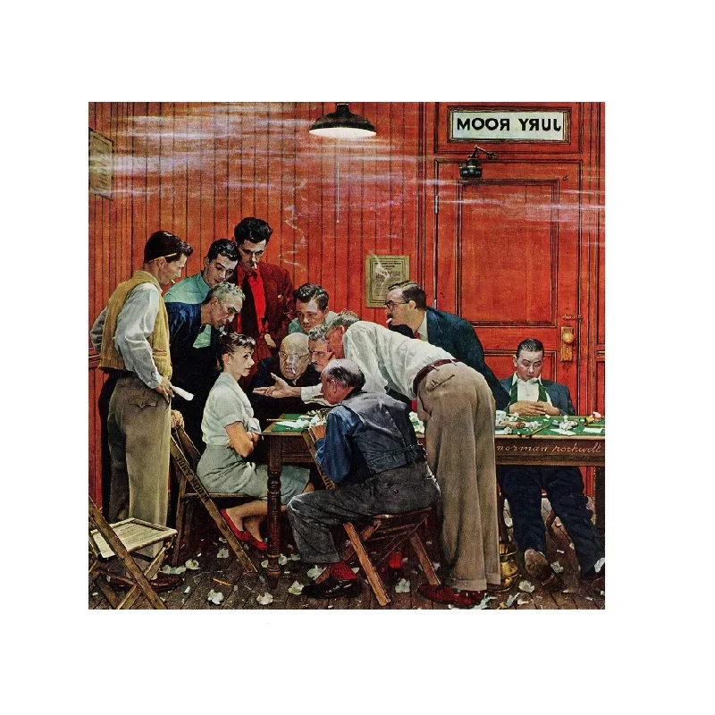 

"JURY ROOM" "THE HOLDOUT" by NORMAN ROCKWELL, Print Art Canvas Poster, For Living Room Decor, Home Wall Picture