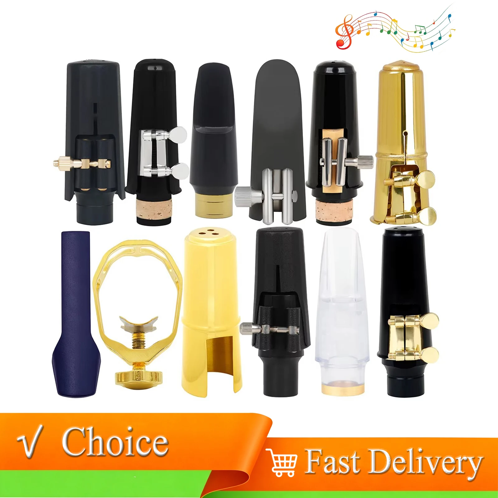 Soprano Saxophone Mouthpiece Cap Metal Bakelite Blowing Nozzle Woodwind Instruments Replacement Parts for Maintenance Protection