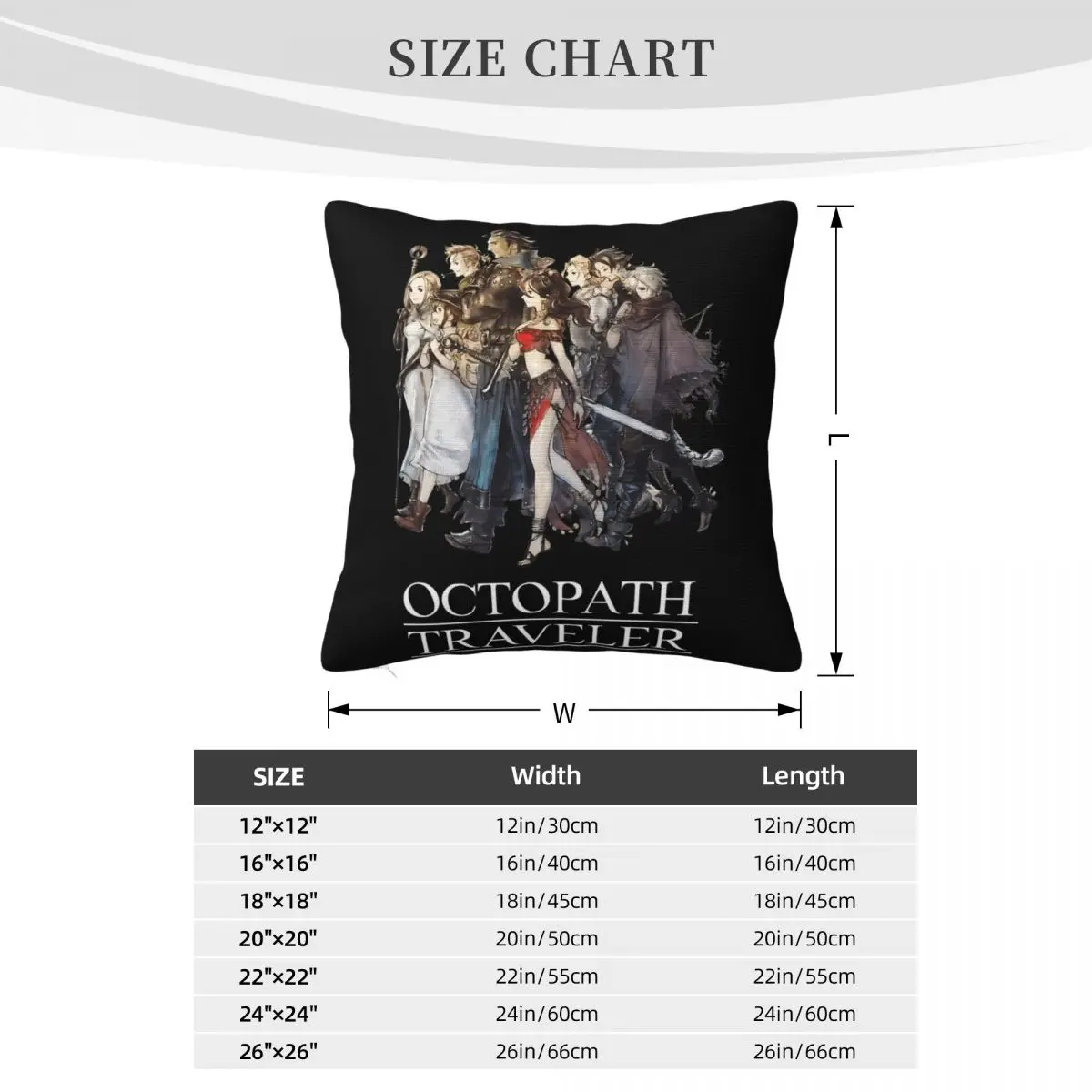 Octopath Traveler - Travelers Logo Pillowcase Pillow Covers 45X45 Cushions Cover Pillow Case Pillow Cover image 4
