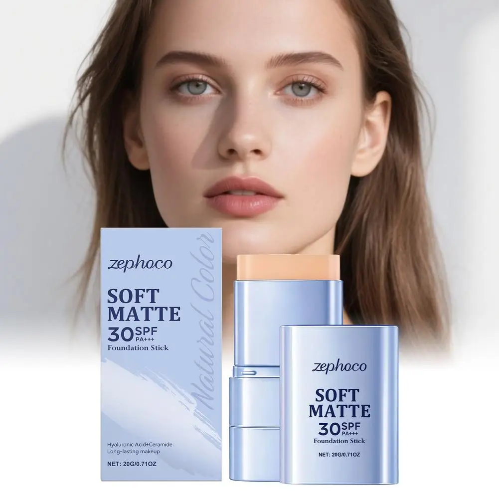 White Two-in-One Foundation Stick  Lightweight Provides Coverage Long-Lasting Natural Makeup Daily Hydrating Foundation Stick