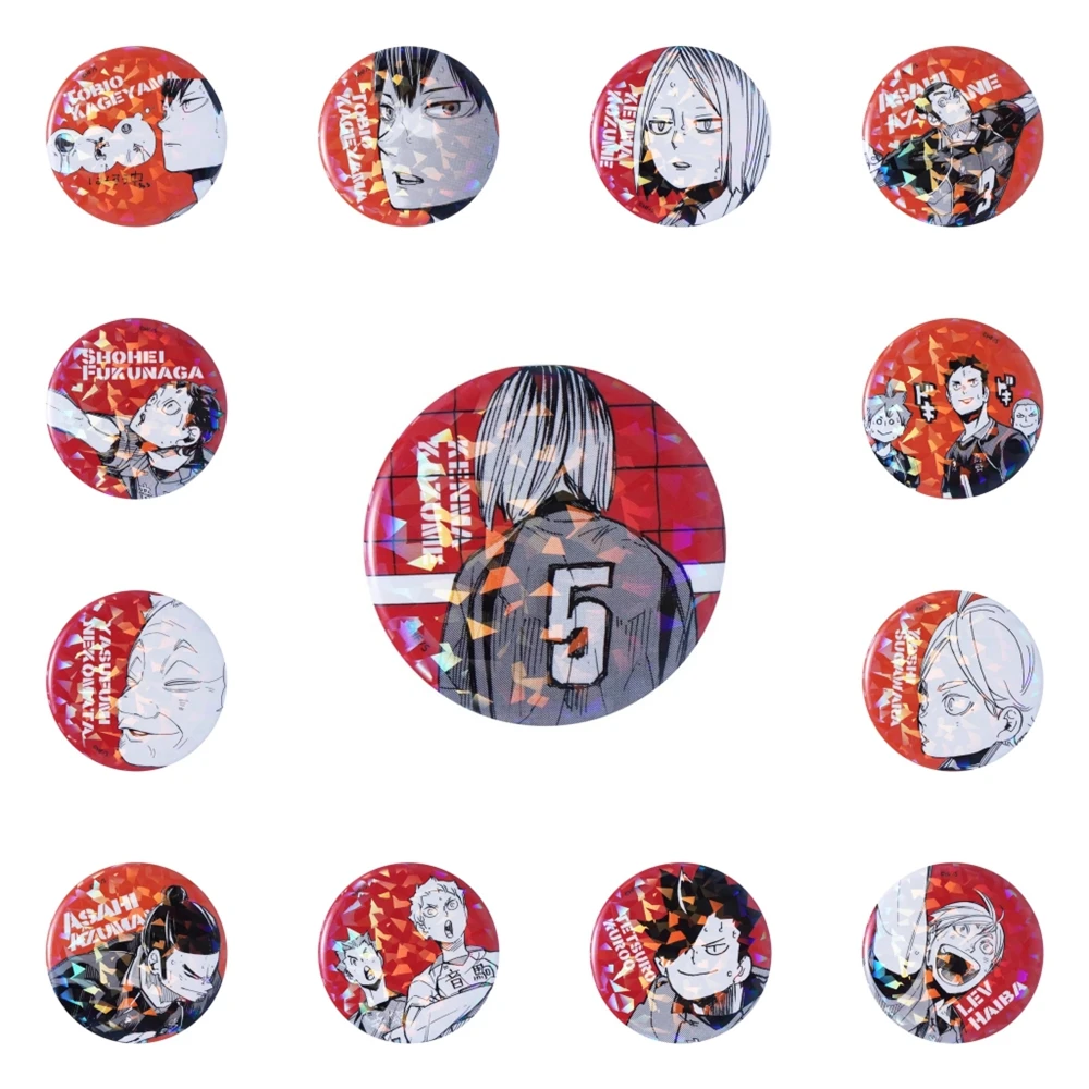 

58 мм аниме Haikyuu Tadashi Yamaguchi Kei Tsukishima Yu Nishinoya Noya San Косплей Костюм Значок Pin SPTE Жесть Брошь Опора ﻿