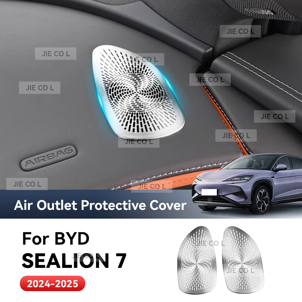 For BYD SEALION 7 EV 2025 Car Air Vent Covers Air Conditioner Duct Outlet Exhaust Dustproof Seat Stainless Steel Accessories