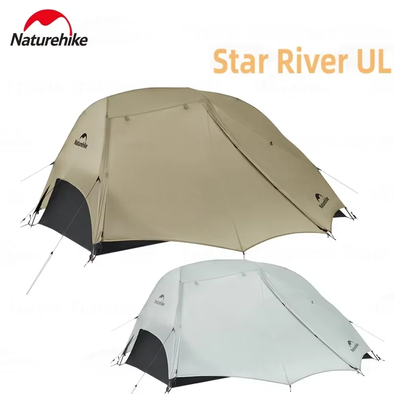 Tente de camping Naturehike Star River UL 15D en silicone pour 2 personnes, 3 saisons, ultralégère, portable, pour la randonnée en plein air, avec tapis