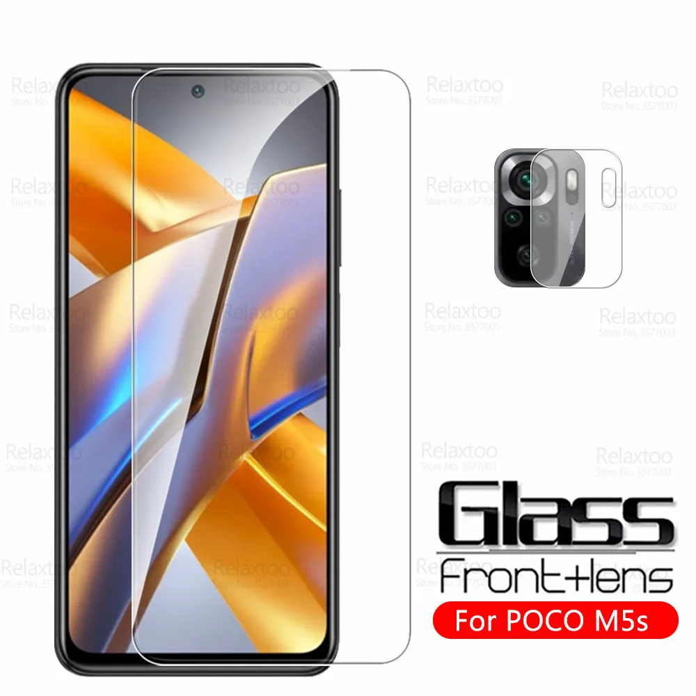 2To1 Camera Tempered Glass For Xiaomi Poco M5s Protective Glass Little Pocco M5S M 5s 5 S PocoM5s 4G Screen Protector Cover Film