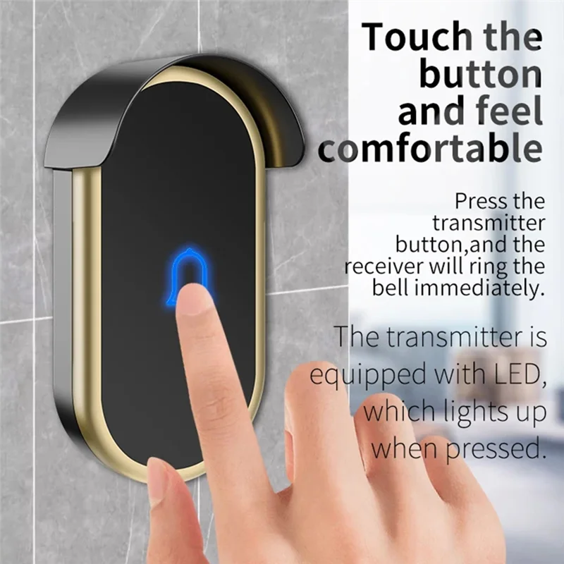 FEDI-Intelligent Wireless Doorbell Outdoor Without Battery Button Call Chime Wireless Doorbell US Plug