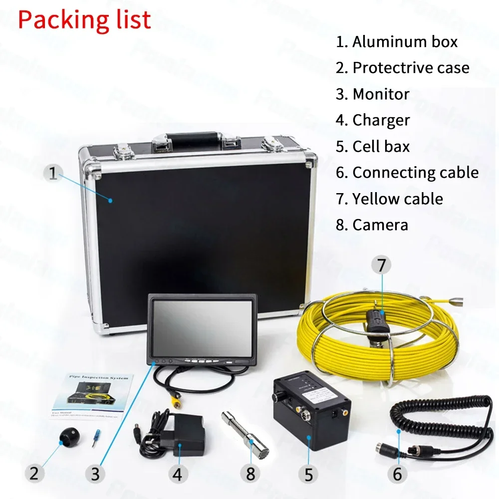 Cámara de inspección por boroscopio con Monitor WP90A de 9 ", endoscopio Industrial/doméstico/trabaladero utilizado para comprobar tuberías, paredes, grietas y pozos secos