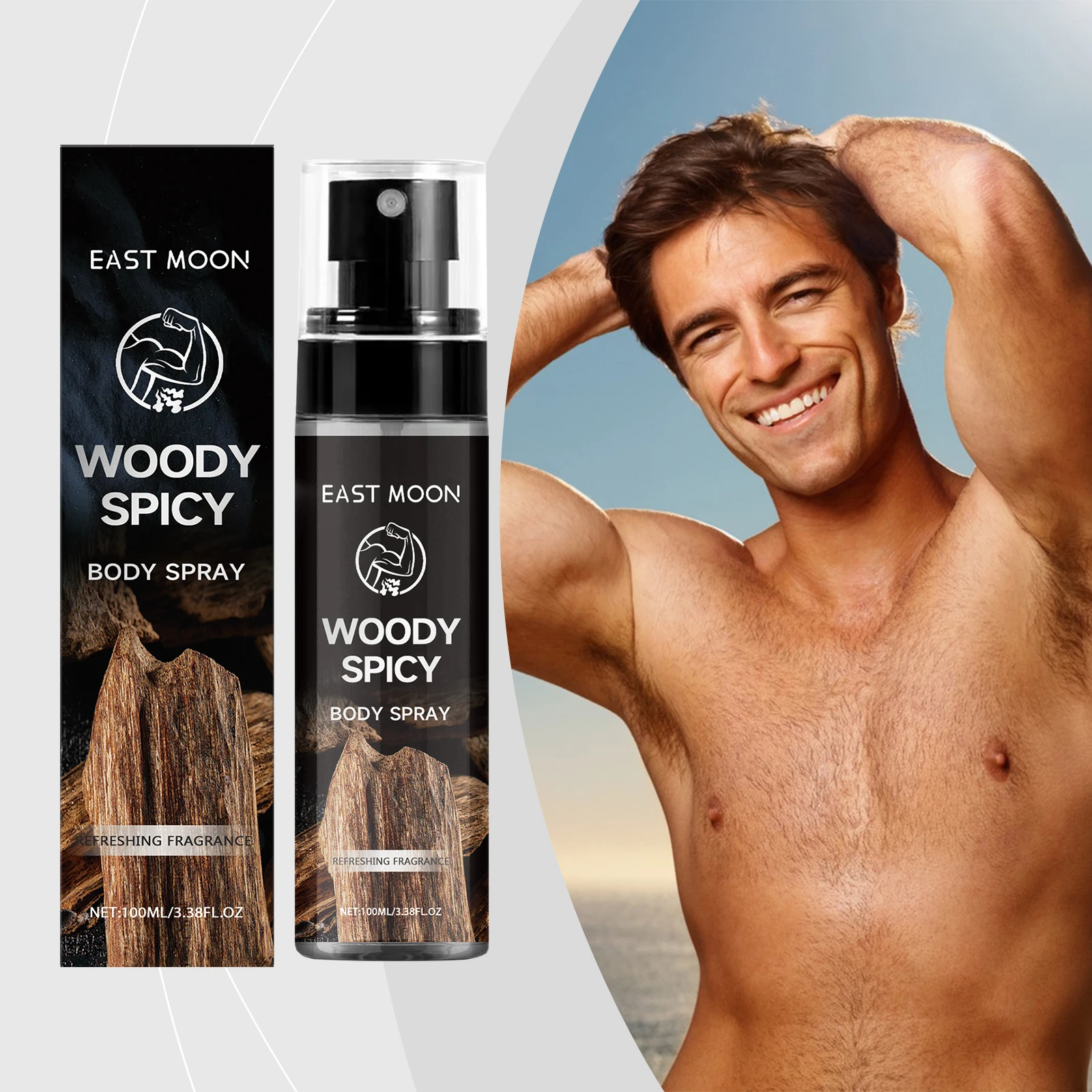 Energizing Men's Body Spray with Citrus, Rose&Mint Extracts-Natural Refreshing Mist for All-Day Freshness,Confidence&Odor Contrl