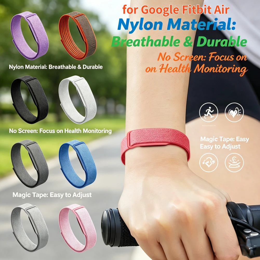 Nylon-Schlaufen Sport Geflochtenes Uhrenarmband für Google Fitbit Air Sport Kunststoff/Metall Schnalle Ersatz-Armband Zubehör