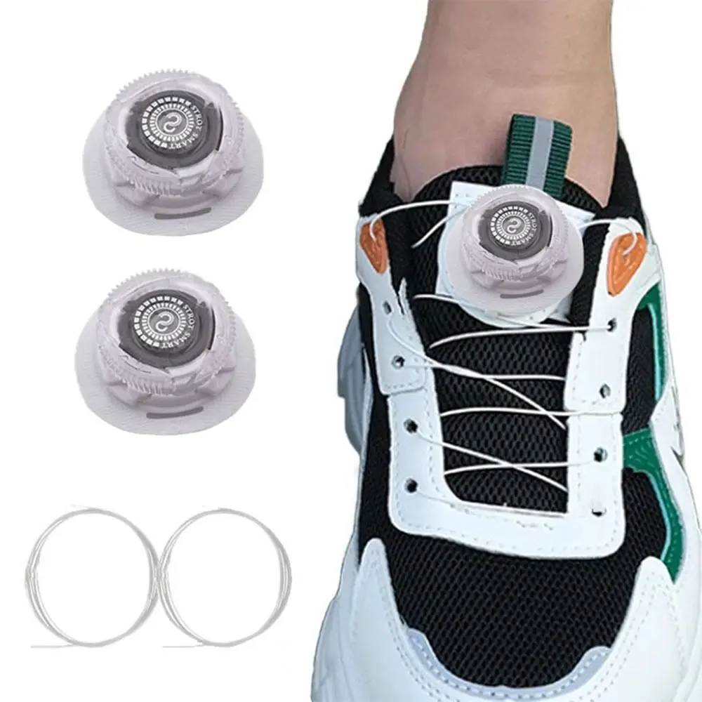 1Pair Automatic Shoelaces No Tie Metal Wire Swivel Automatic Buckle Rope Shoelace Quick Lock Shoestrings Sneakers for Kids Adult