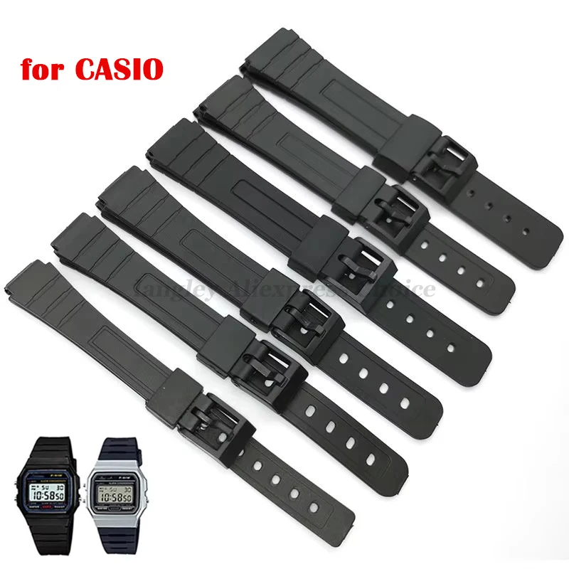 12 14 16 18mm 20mm 22mm Silicone Watch Strap for Casio F91W W800H SGW400 F84 F105/108 A158/168 AE1200/1300 Band PU ResinBracelet