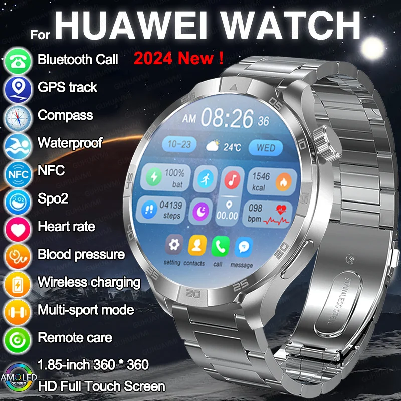 HUAWEI-reloj inteligente deportivo para hombre, pulsera con Pantalla AMOLED HD de 2024 pulgadas, Bluetooth, llamadas, NFC, GPS, resistente al agua,