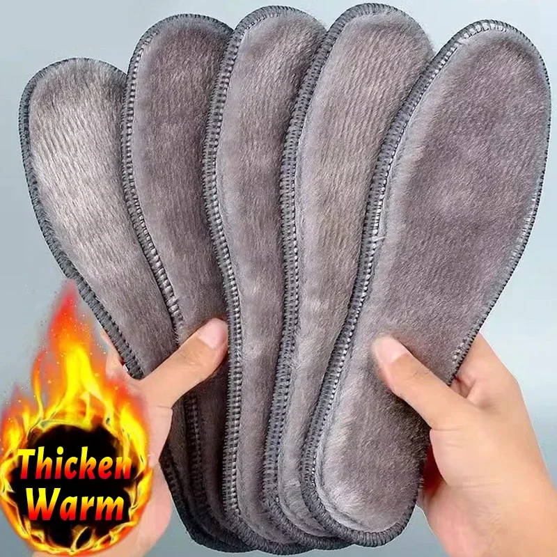 Warm Heated Insoles Thermal Thicken Felt Insoles for Men Women Winter Shoes Breathable Snow Boots Alpaca Wool Plush Shoe Pads image 2