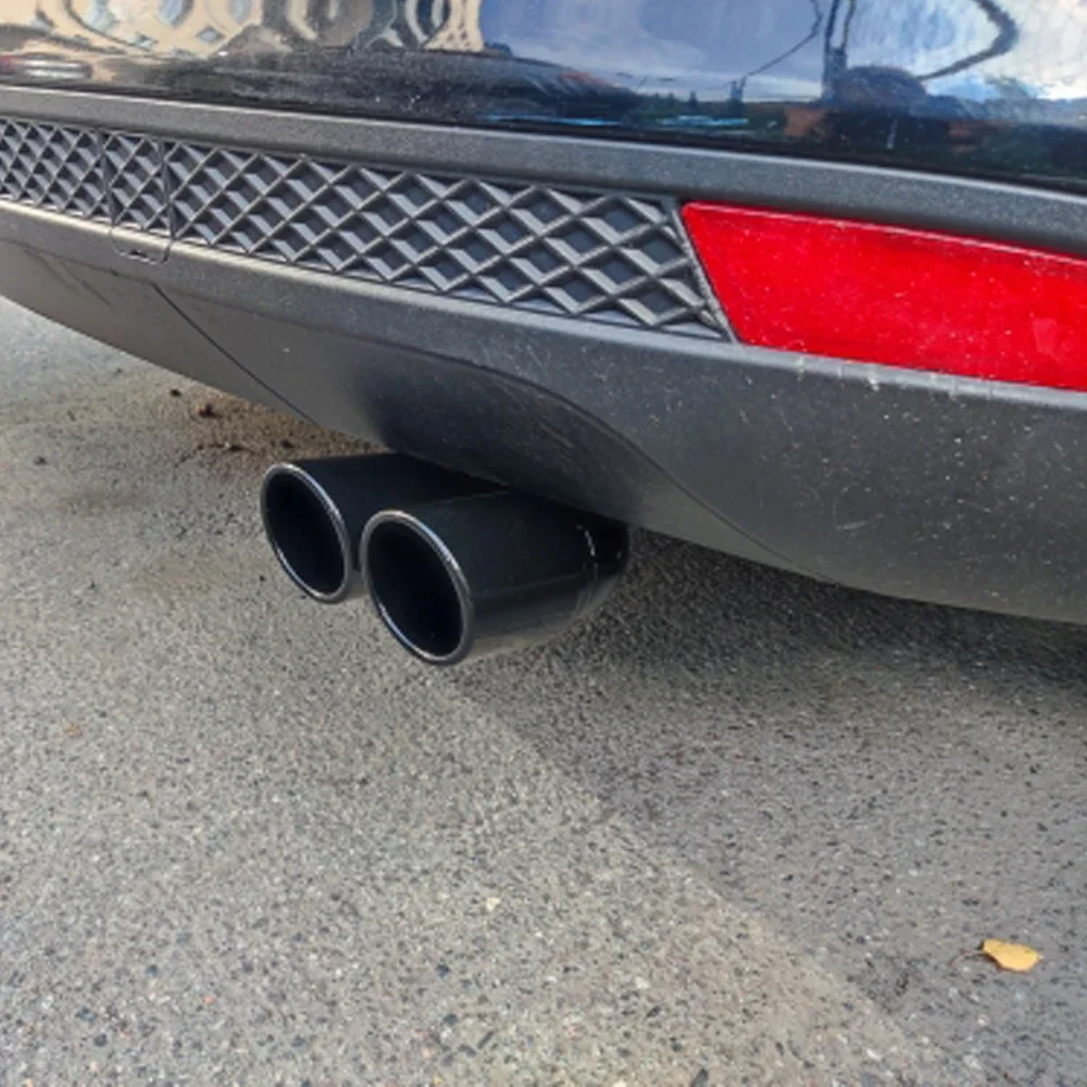 Universal 63mm Car Inlet Double-Barrel Rear Exhaust Tip Tail Pipe Muffler Black Titanium Outlet Stainless Steel Car Accessories