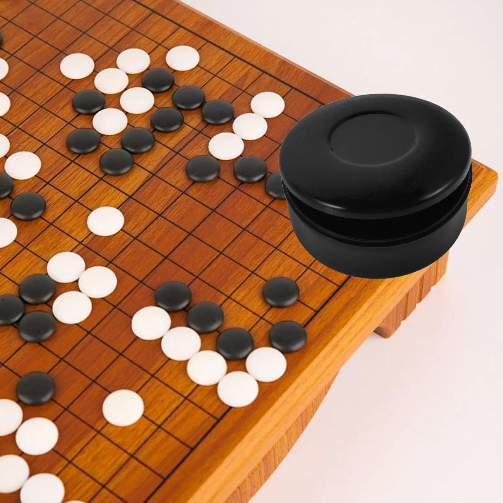 

4Pairs Chess Pieces Storage Box Versatile Go Game Organizer Compact Shape Portable Case for Black White Stones Minimalist