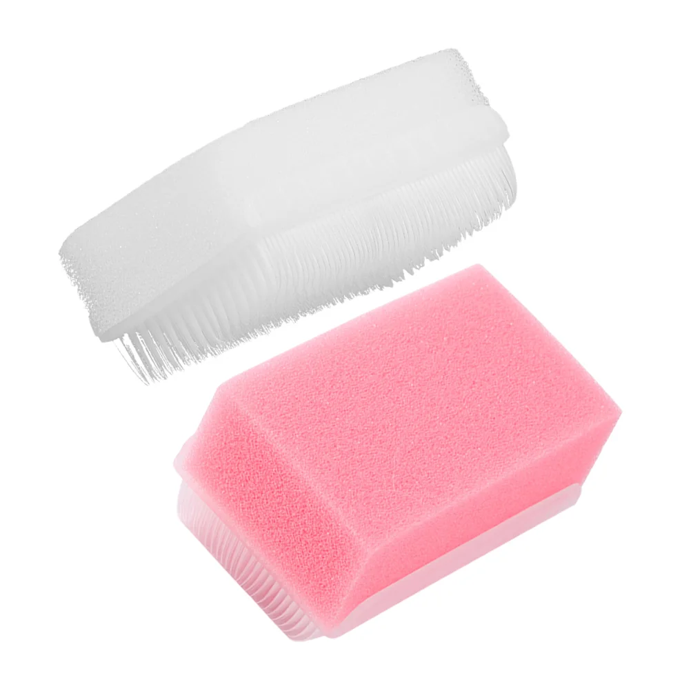 2pcs White Pink Soft Bristle Sensory Training Device Autism Brush Bath Sponge Scrubber Therapy Tool For Household Merchandises