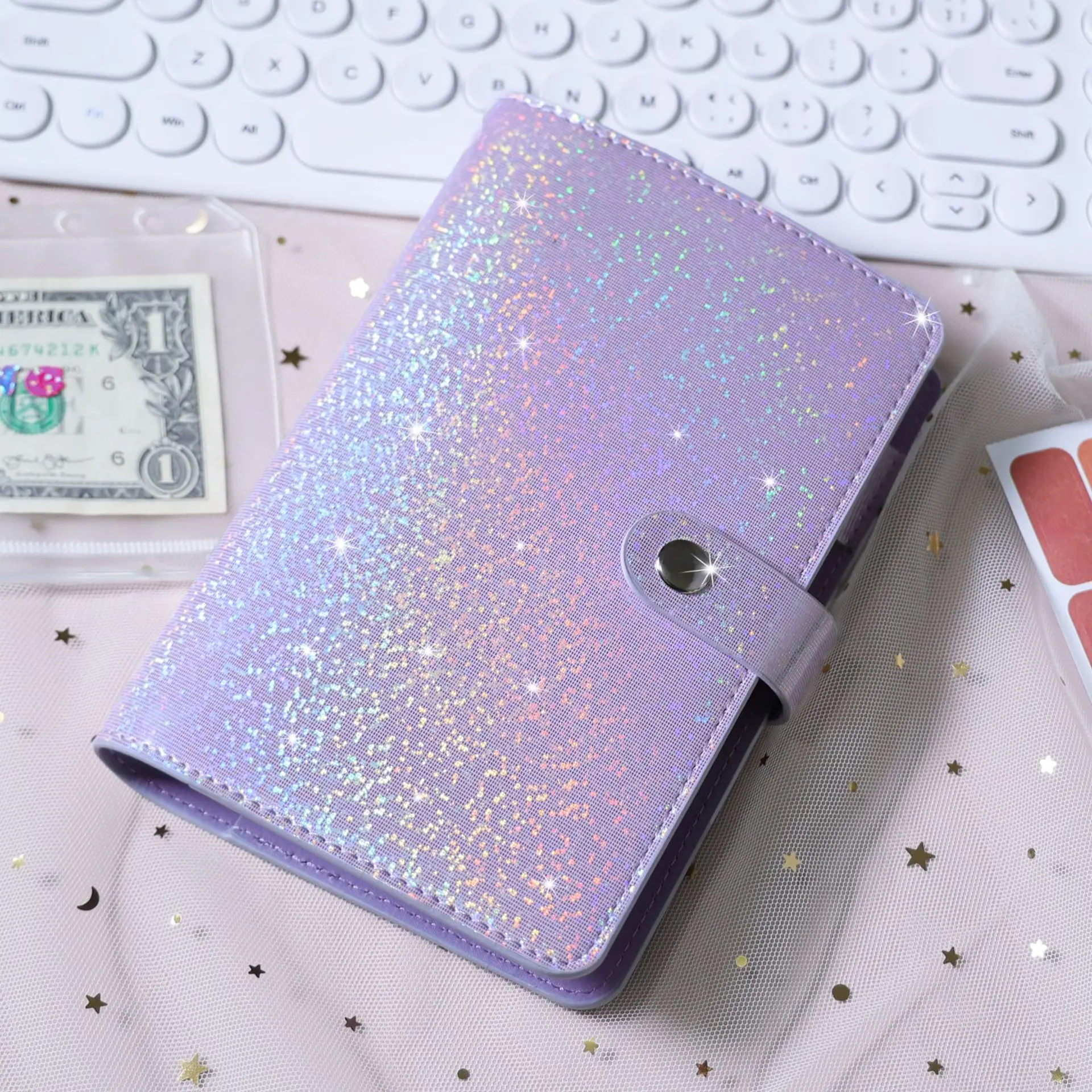 Orçamento Binder com dinheiro Envelopes, A6 Money Organizer, Sparkle Saving Envelopes, Orçamento