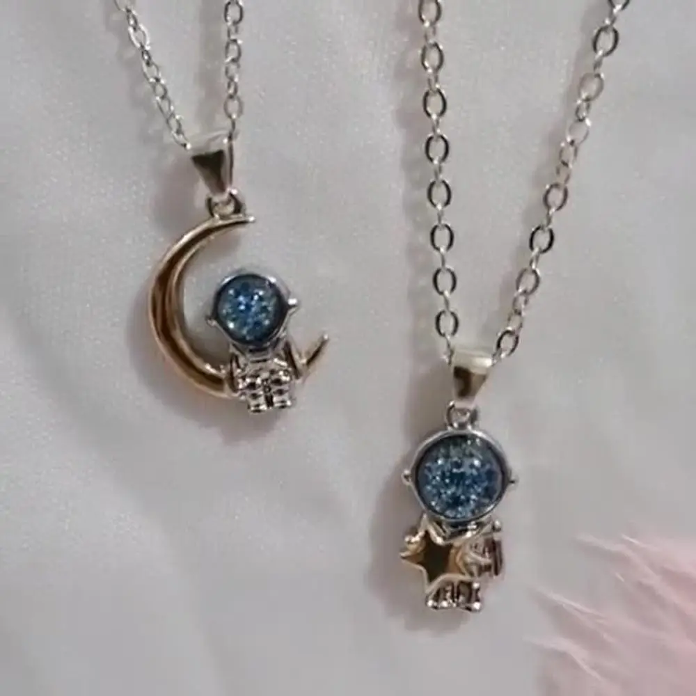 Valentine's Day Charm Astronaut Moon Star For Women Men Fashion Jewelry Couples Necklace Korean Style Choker Spaceman
