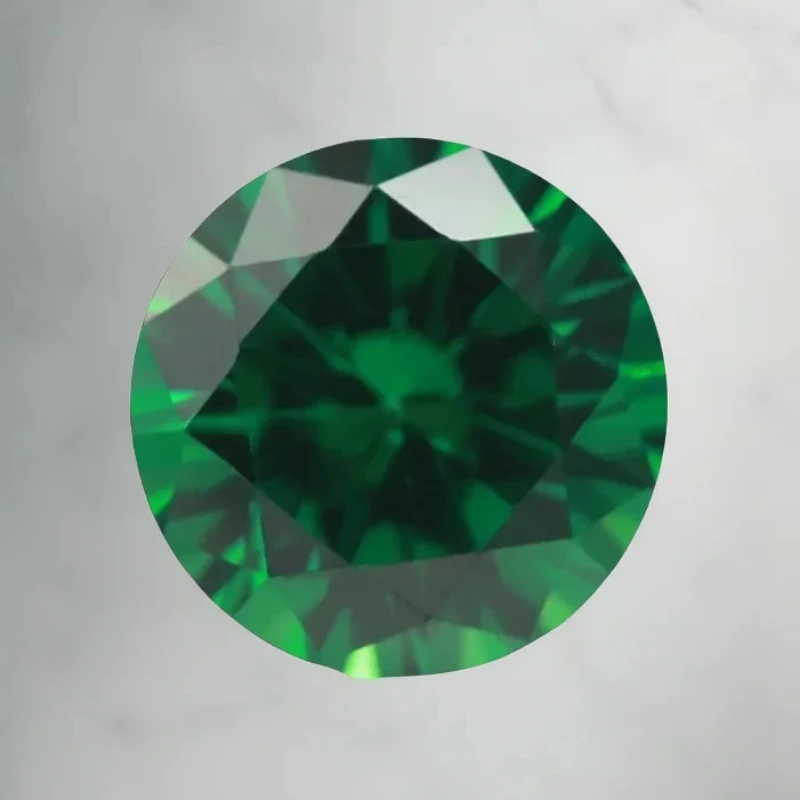 5A Round Cut Green Cubic Zirconia Stones 3.25mm-10.0mm Loose CZ Synthetic Gemstones for Jewelry Making