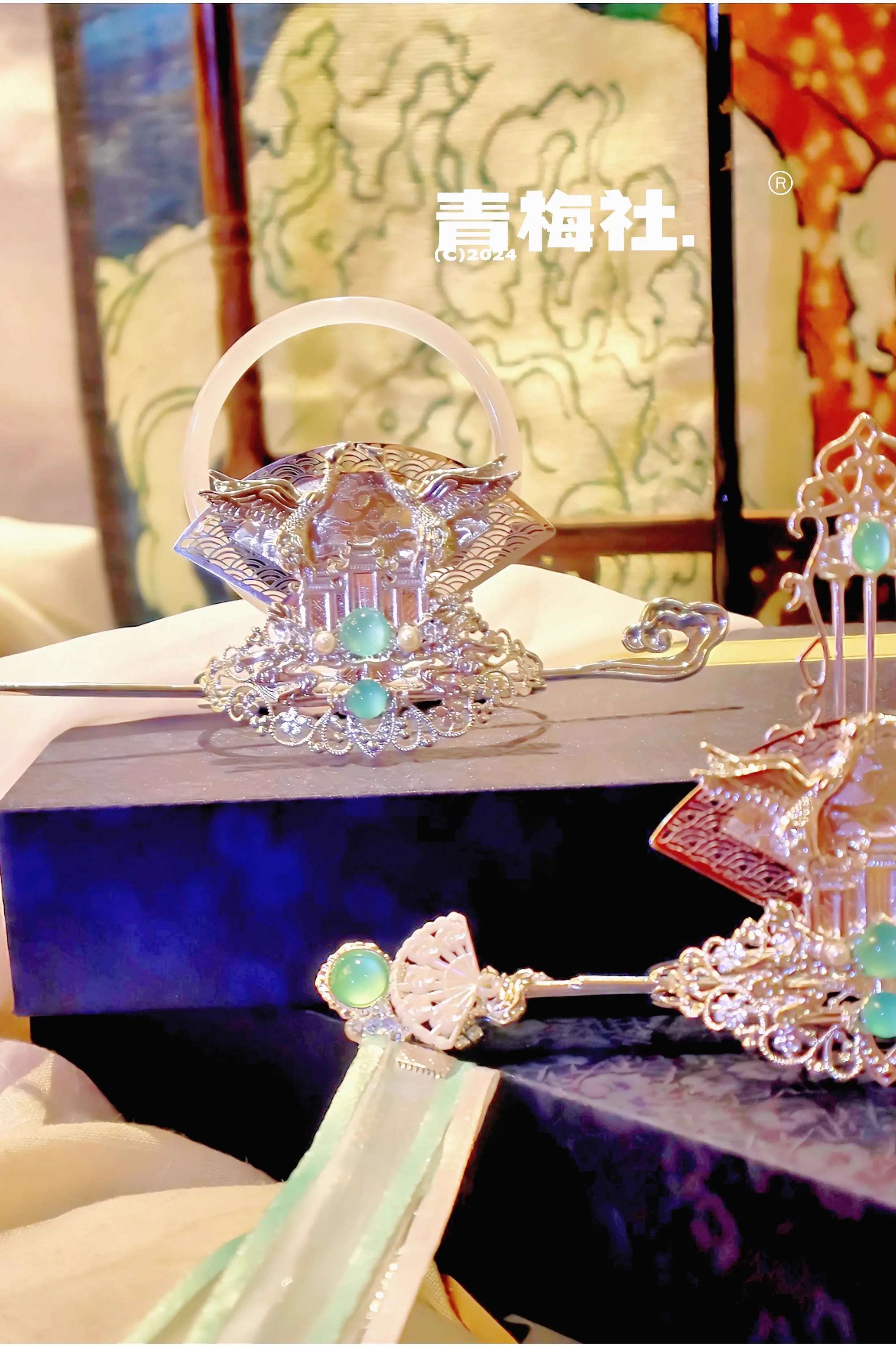 ในสต็อกอะนิเมะ Tian Guan Ci Fu มังงะรุ่น Shi Qingxuan คอสเพลย์ Headwear ผู้หญิง Ver ผมมงกุฎหมวกริบบิ้น Headdress