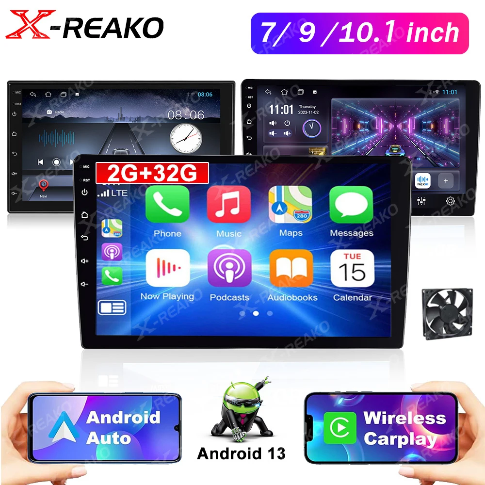 X-REAKO Android 13 Autoradio Car Radio 7 9 10 inch GPS 2G+32G Wireless CarPlay Android Auto Multimedia Player 2 din Car Stereo