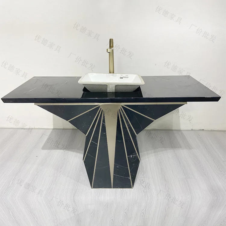 Modern minimalist bathroom marble wash basin ceramic wash basin combination