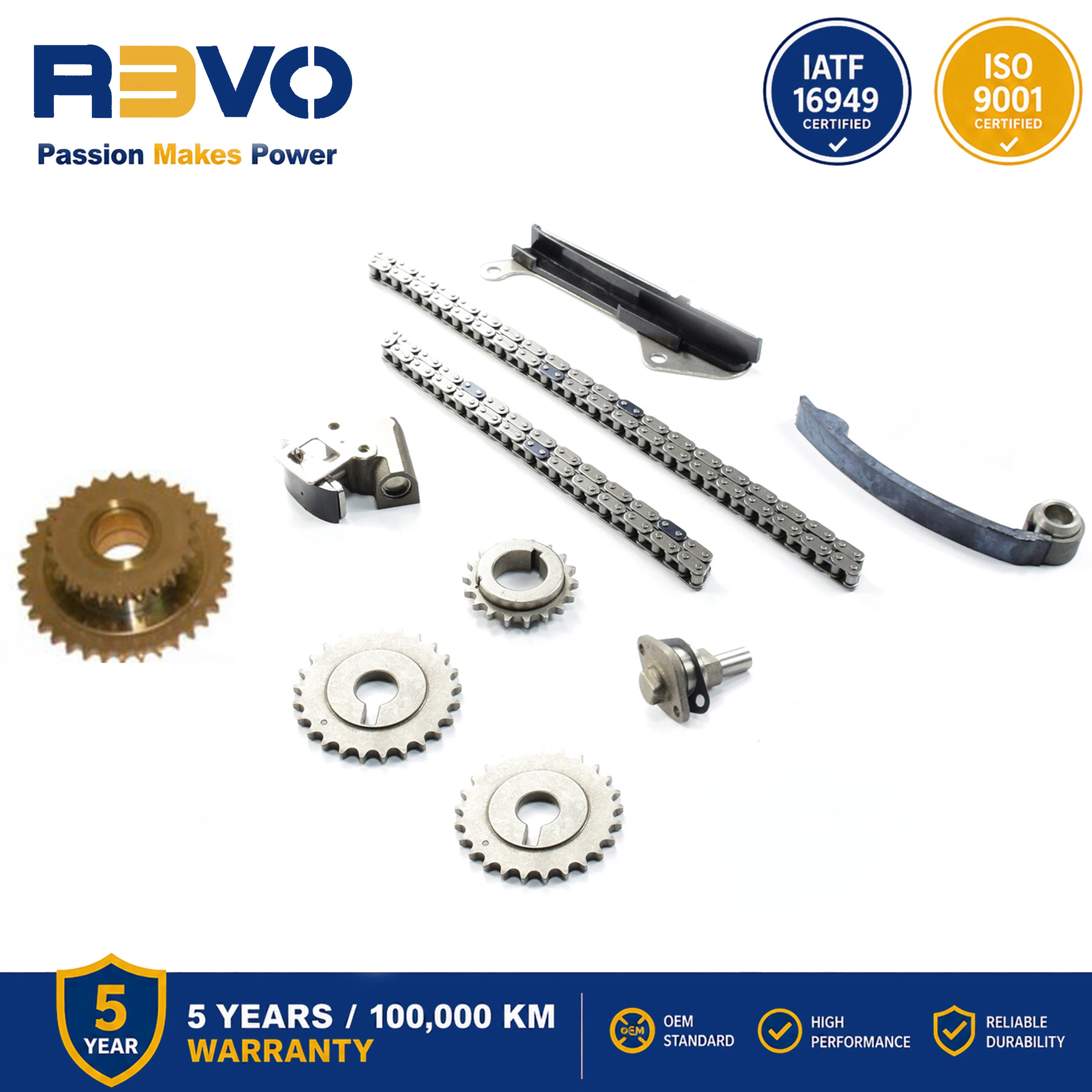 Комплект цепи ГРМ REVO 104059 для Qashqai, Tsuru, Sentra, NV200, Teana, двигатели GA14DE, GA16DE, 1.6L, OE 1302853Y00, 1307053Y00