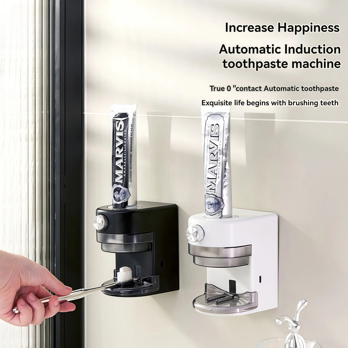 

Wall Mounted Automatic Toothpaste Dispenser Adjustable Volume Easy to Install Universal Rechargeable Electric Squeezer Bracket