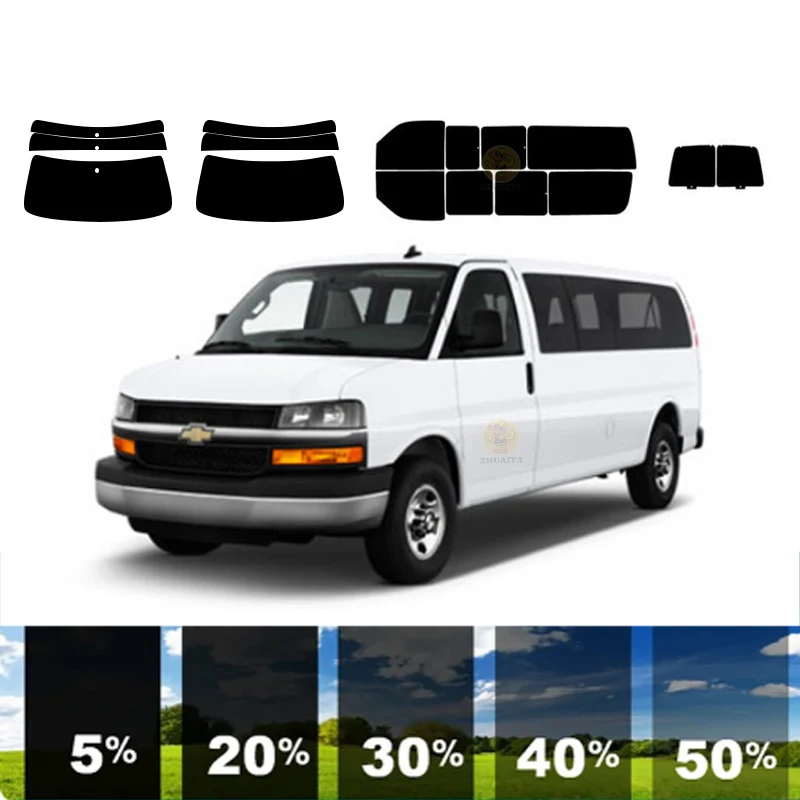 

precut Removable Window Tint Film For Car 100% UVR 5%-70%VLT Heat Insulation Carbon ﻿For CHEVROLET EXPRESS VAN 1996-2023