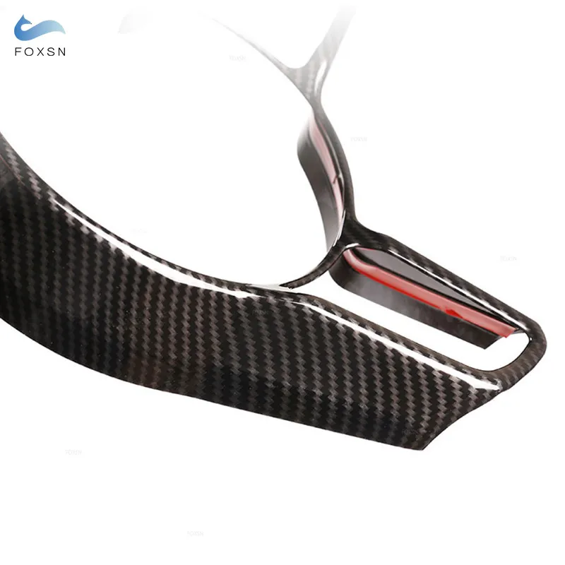 For Porsche Macan Cayenne Panamera 718 918 911 Car Interior Steering Wheel Cover Trim Accessories ABS Carbon Fiber Texture