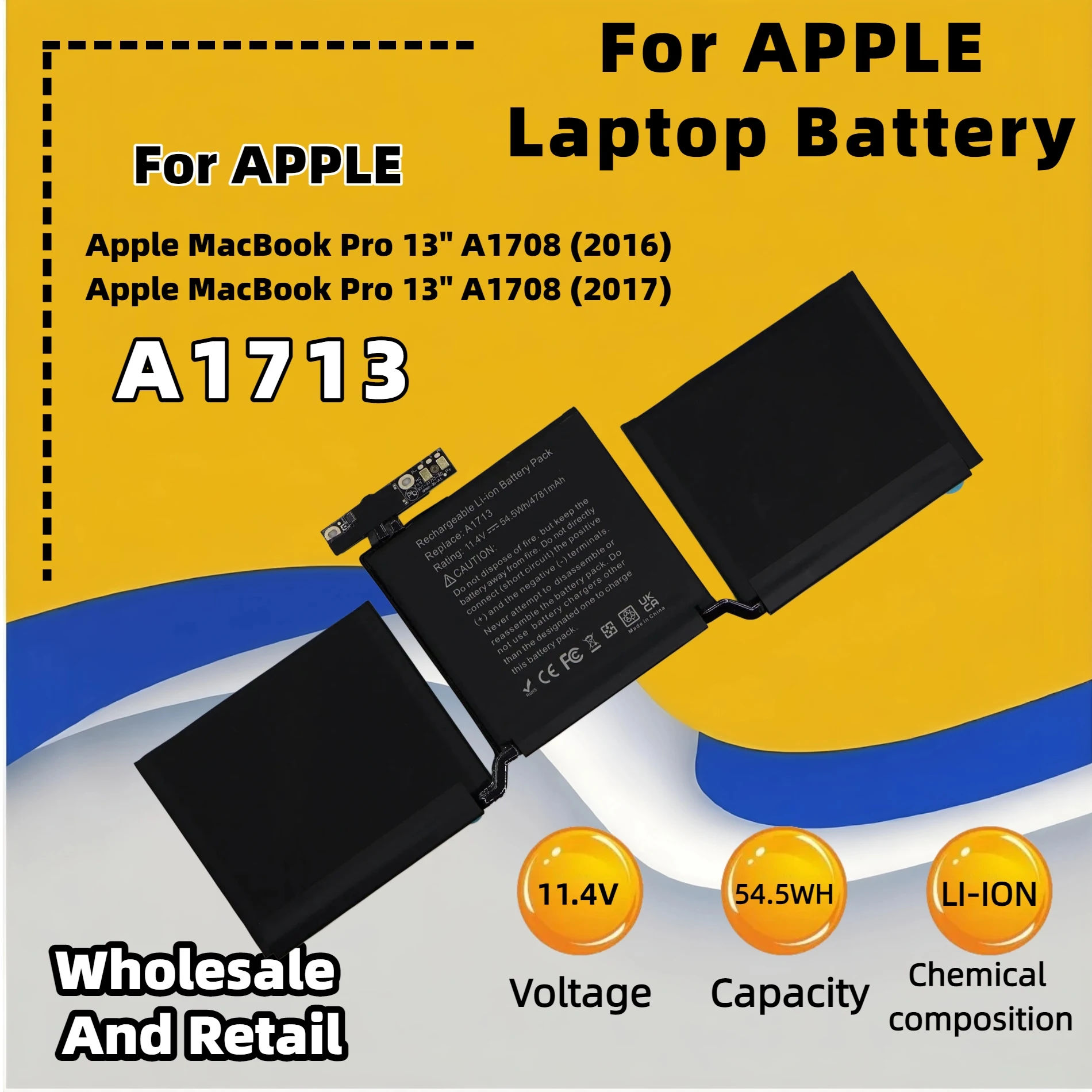 FRLESUI A1713 Laptop Battery For Apple MacBook Pro 13