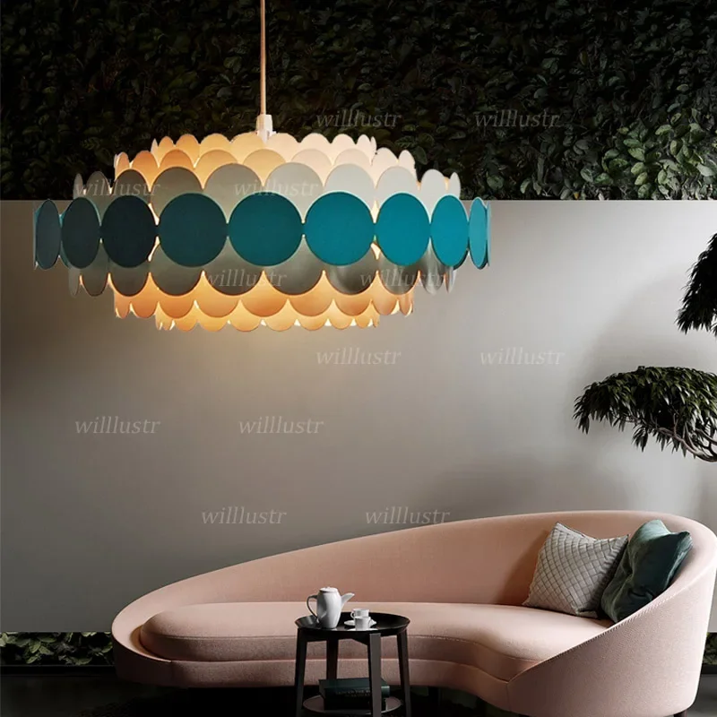 Macaron Color Iron Pendant Lamp Modern Suspension Ceiling Chandelier for Kids Room Nursery Hotel Kindergarten Hanging Light