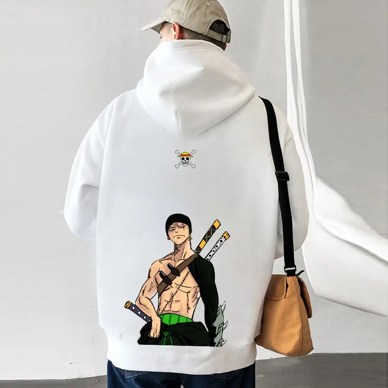 

ONE PIECE Anime 2025 Fashion New Hot Peripheral Sauron Student Trend Hooded Large Size Fatty Black Cotton Warm Sweater Men