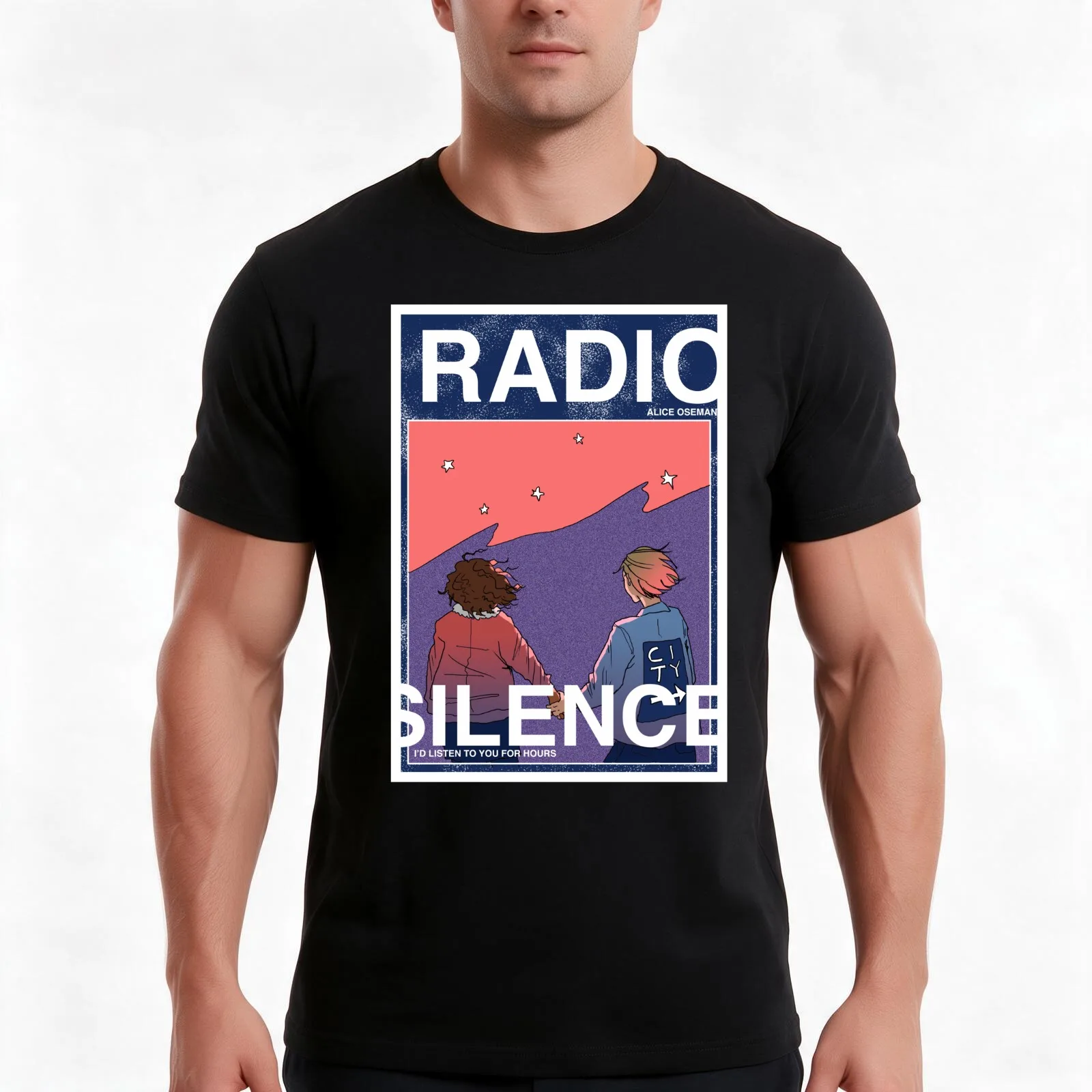 Radio Silence: Poster T-Shirt, Summer Casual Cotton Tee, Oversized Streetwear Tops, Vintage Graphic Print, Unisex Men Women