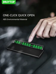 One-click hid Car Temporary Parking Card Phone Number Ultra-thin Drawer Hideable Luminous Telephone Number Plate car Accessories