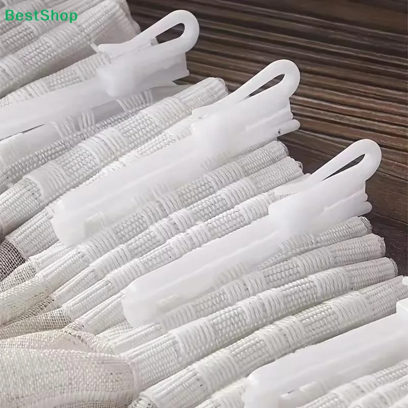 ♥ 50 Stück weiße Kunststoff-Vorhanghaken, verstellbare Vorhang-Clip-Haken, geeignet für Vorhänge, Türvorhänge und Duschvorhänge