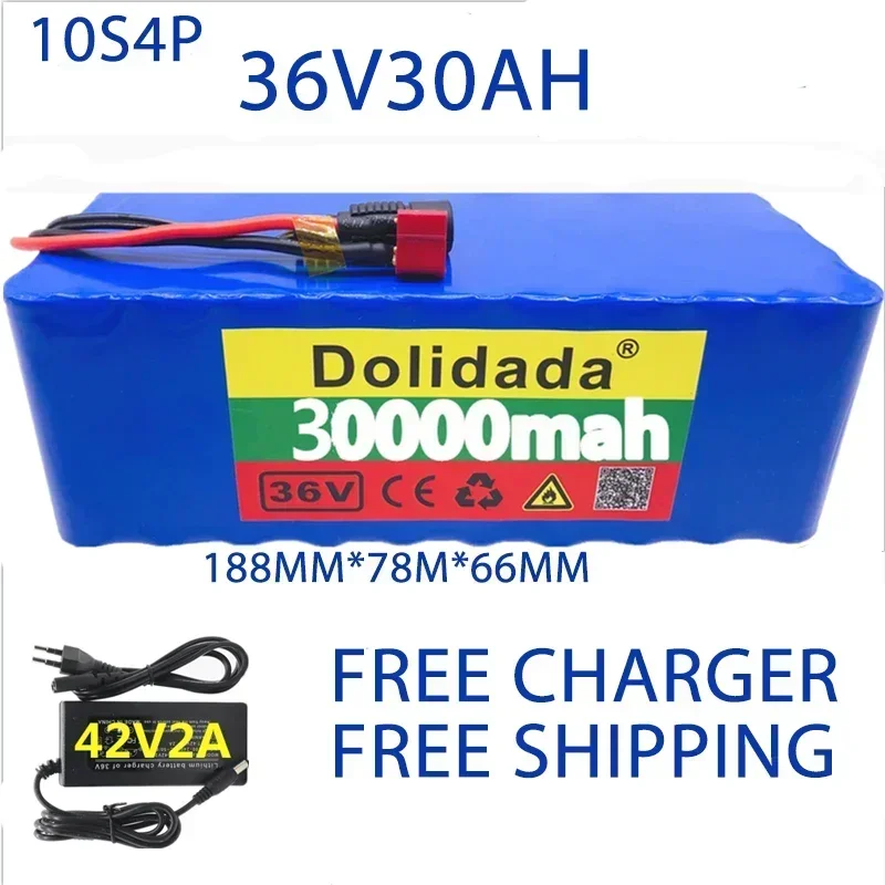 36V battery 10S4P 100Ah battery pack 1000W high-power battery 42V 100000mAh electric vehicle BMS+42V2A charger