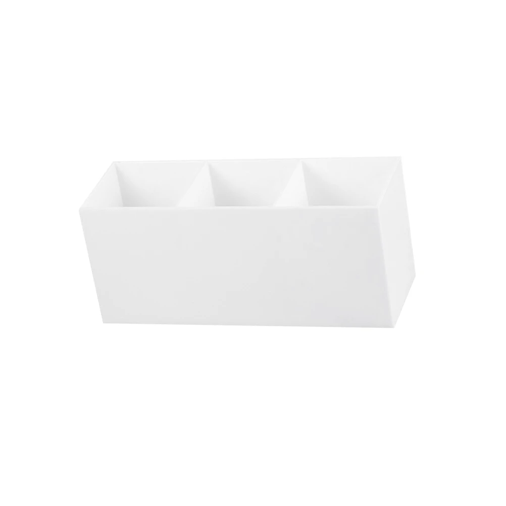 

3 Makeup Brushes Storage Box Desktop Holder Organizer For Lipstick Mascara Nail Polish Jewelry Case White