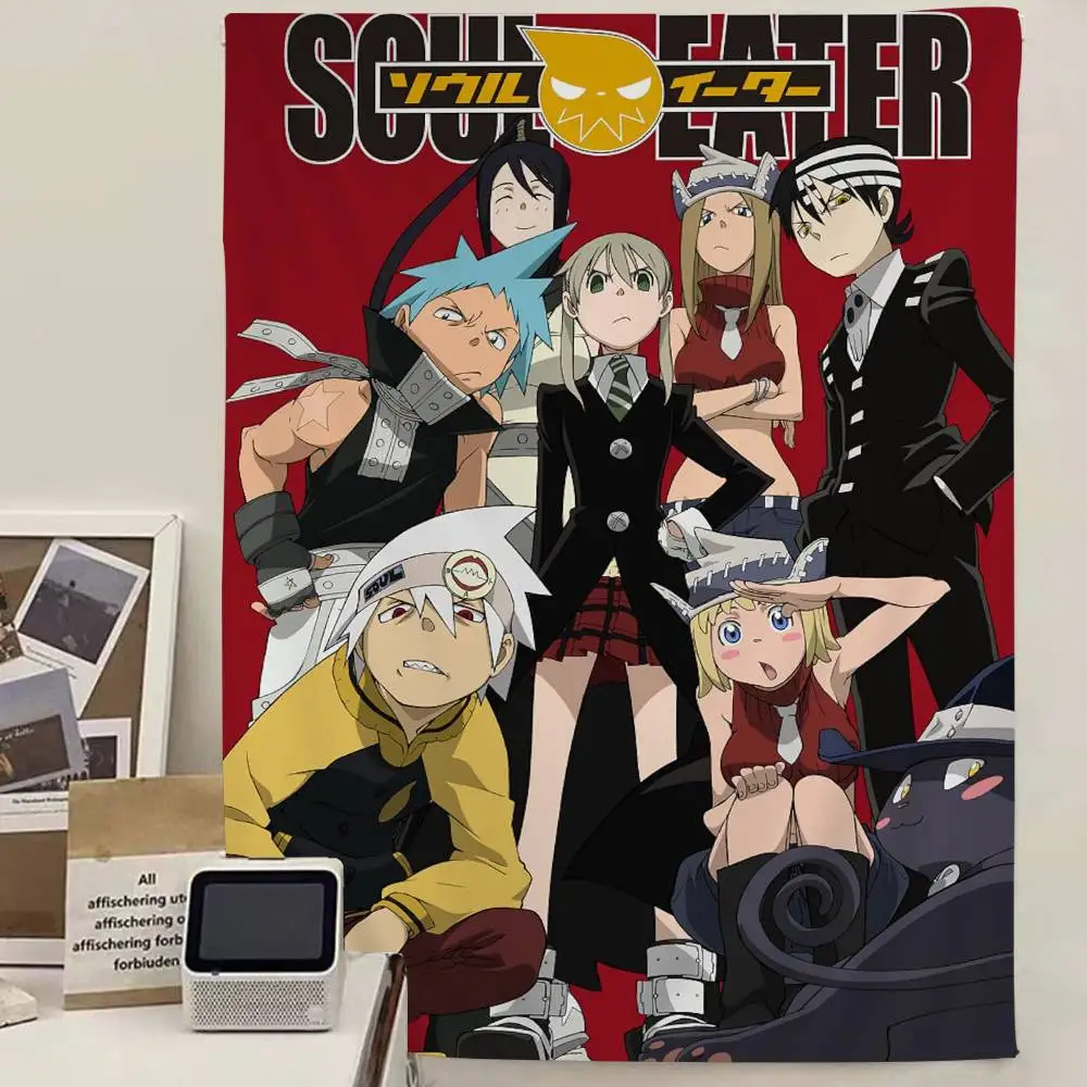 S-Soul Eater Anime Anime Tapestry Hippie Flower Wall Carpets Dorm Decor Wall Hanging Home Decor