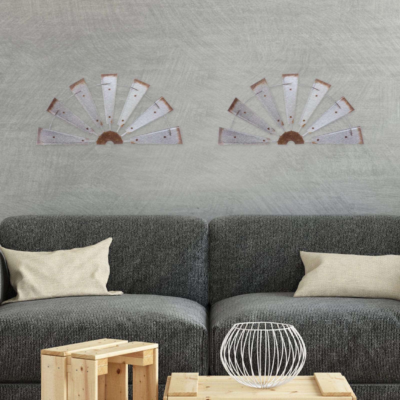 

Metal Half Windmill Decoration 380x190mm Iron Wall Art Rustic Home Decor Farmhouse Style Indoor Accessories Creative Display