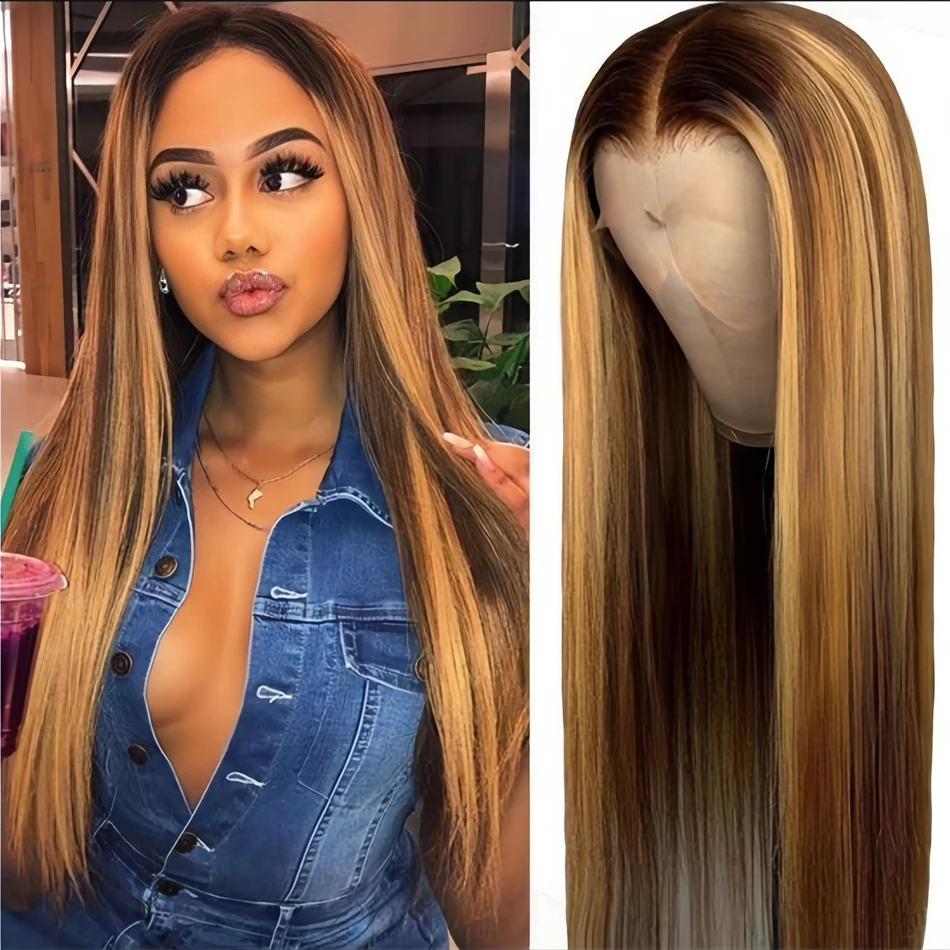 

30 32 Inch Highlight 13x6 Lace Front 200 Density Straight Colored Cheap Wigs 100% Human Hair Lace Frontal Wig on Clearance Sale