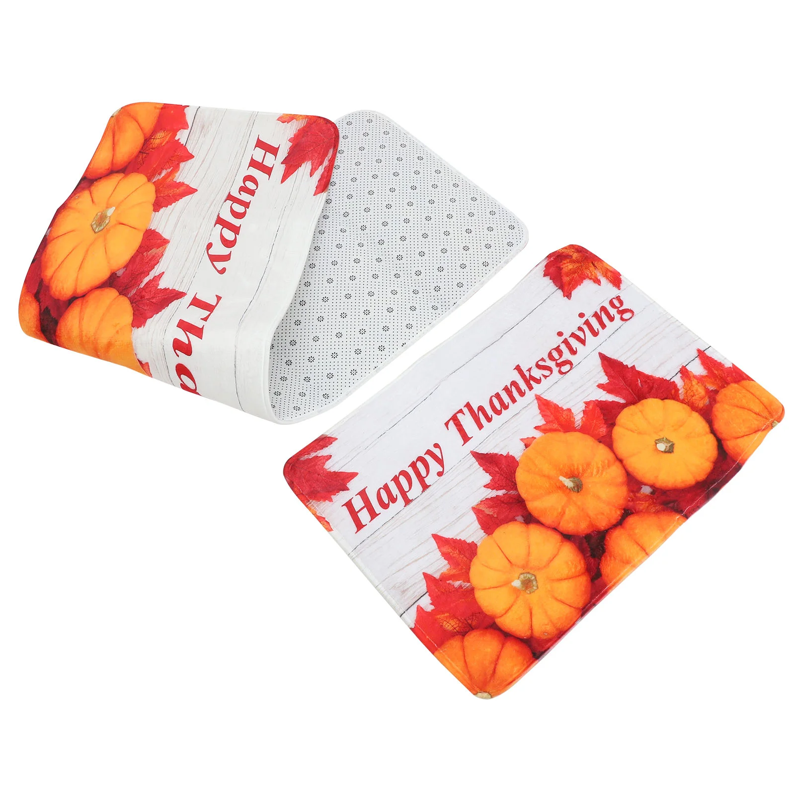 2 Pcs Autumn Thanksgiving Household Non-slip Pumpkin Floor Mat Kitchen Strip Anti-skid Pad Area Rugs Home Washable Themed Fall