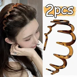 Retro Women Brown Non Slip Simple Metal Headbands for Men Women Wavy Hairband Spring Hair Hoop Fashion Hair Accessories