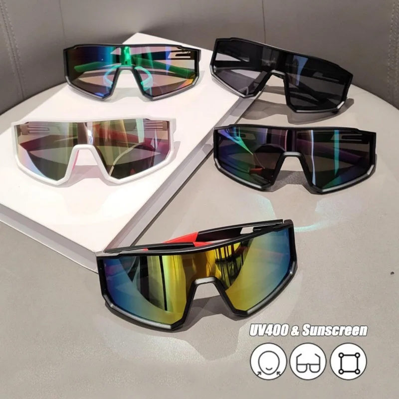 2-teilige Fahrrad-Sonnenbrille mit großem Rahmen, UV400-Schutz, Anti-Ultraviolett, Wandern, Klettern, winddicht, langlebig und leicht