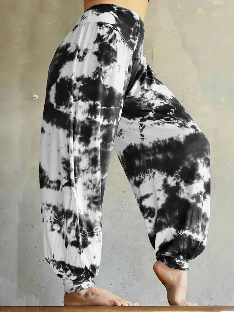 Tie Dye Hip Hop Dance Pants Summer Women Casual Elastic Waist Gradient Print Harem Full Trousers MQQ-M25074
